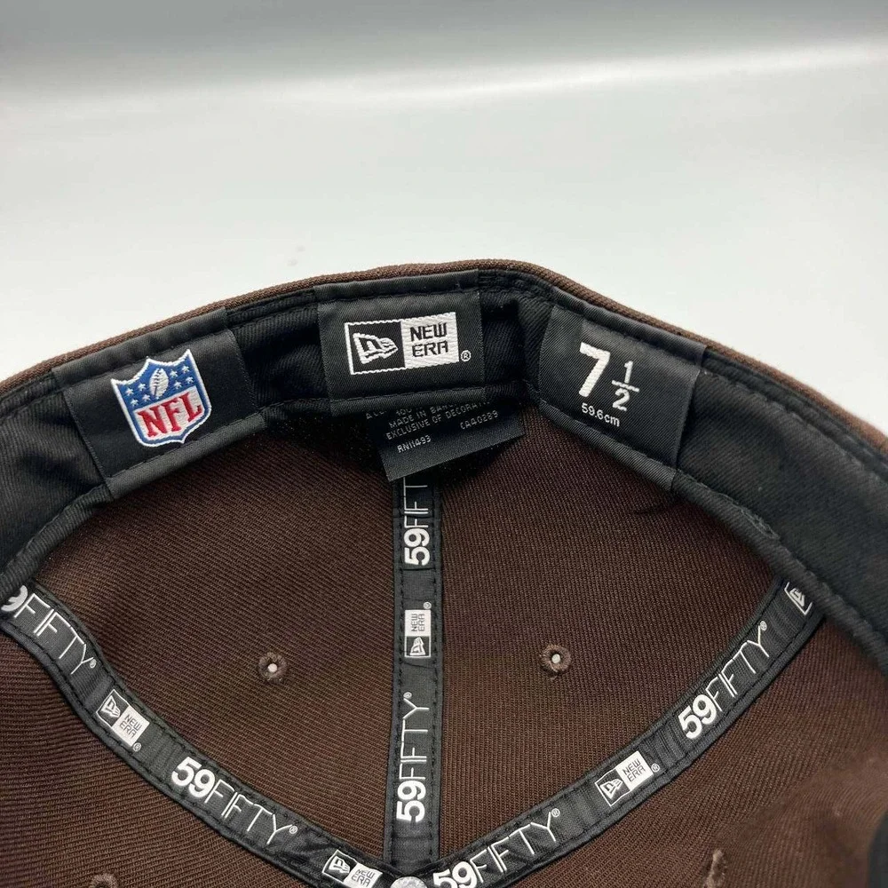 Kansas City Chiefs Hat Men 7 1/2‎ Brown Yelllow 59Fifty New Era MLB Fitted Cap